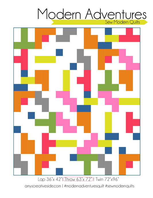 Amy Ellis's Modern Adventures Quilt Pattern featuring scalable blocks for diverse layouts
