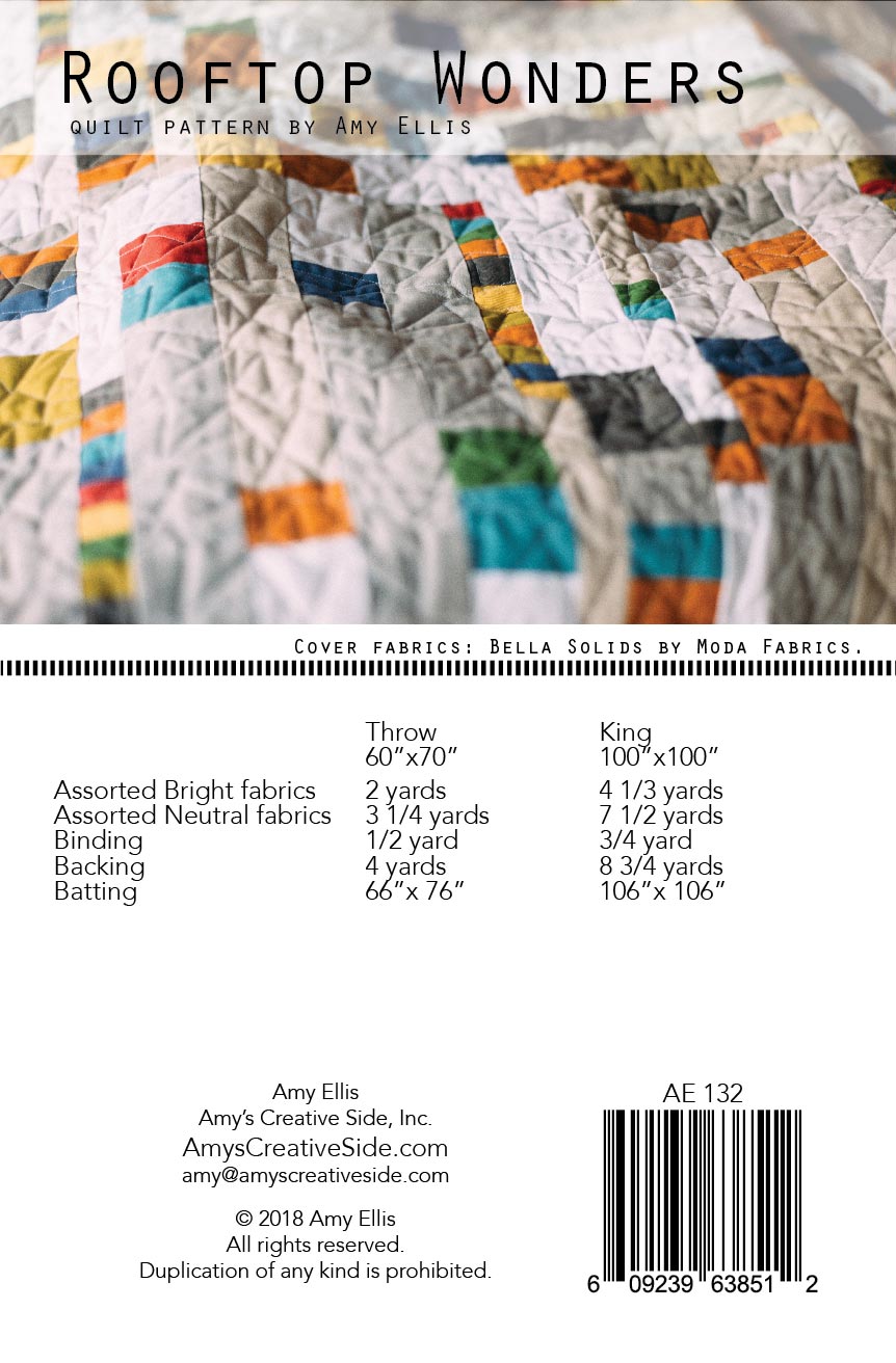 Rooftop Wonders quilt pattern by Amy Ellis – modern block design