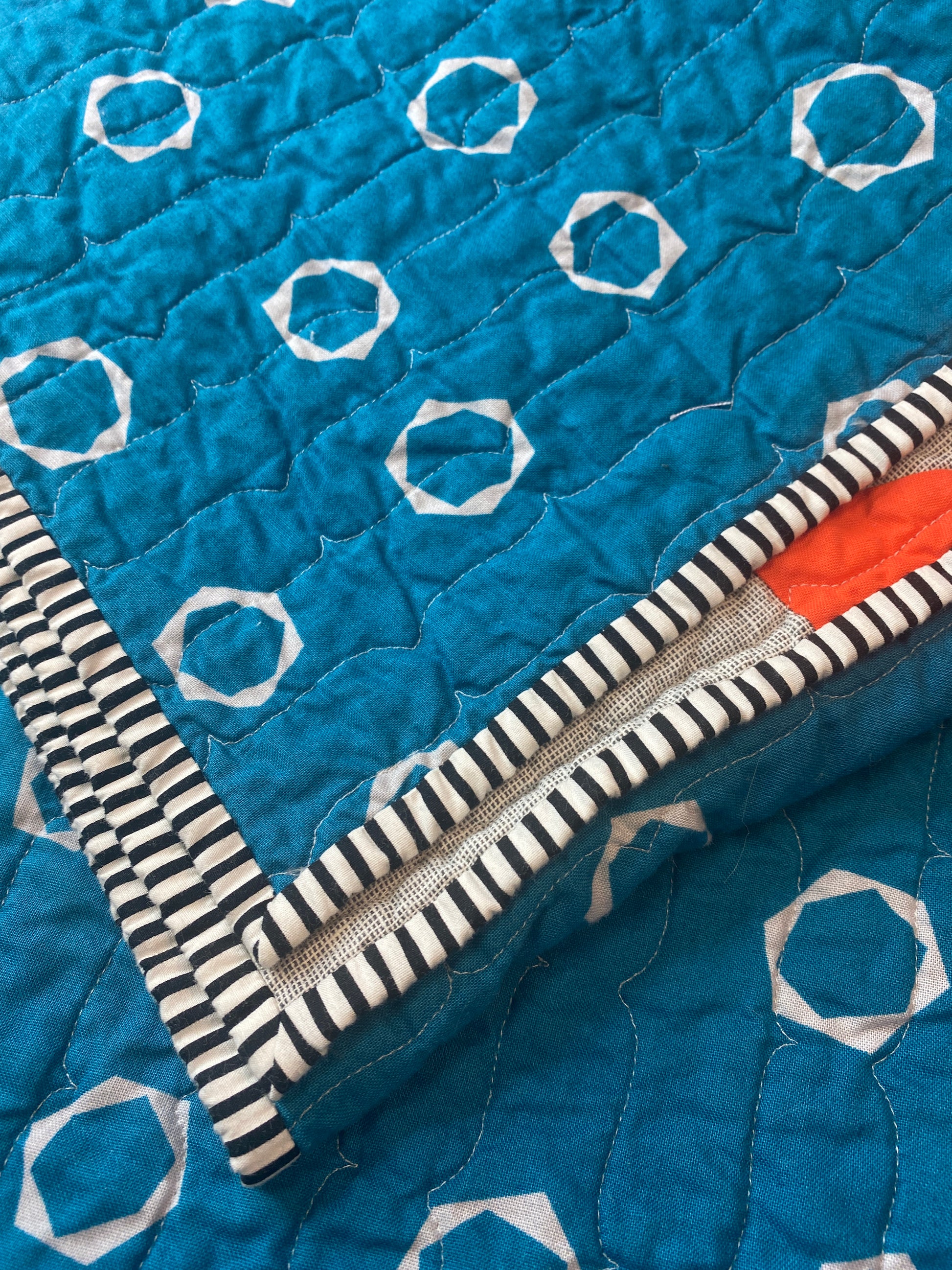 Handmade quilt with modern improv triangle design – Tipsy Triangles