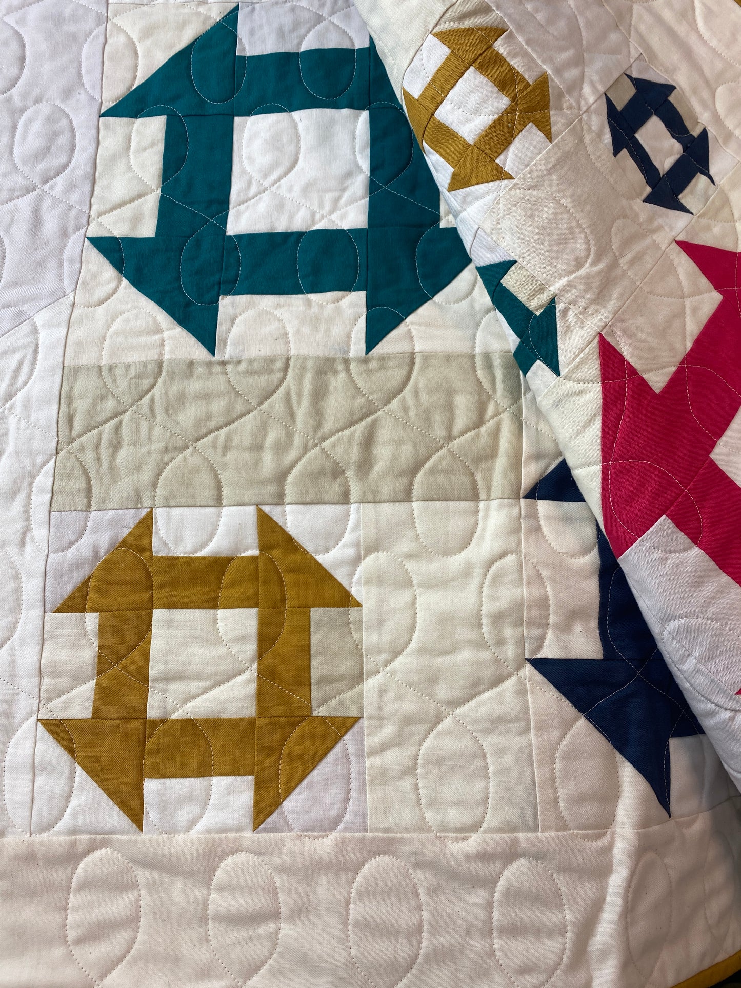Modern patchwork quilt by Amy Ellis – Churn Dash pattern