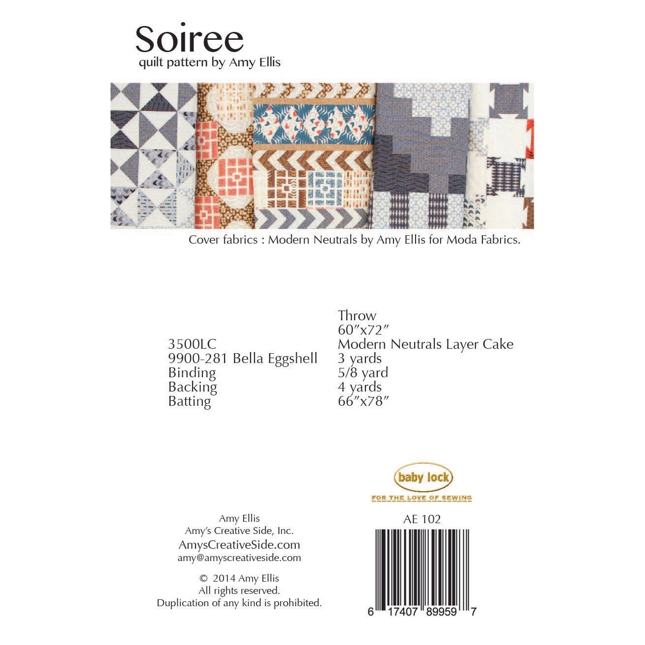 Soiree Quilt Pattern by Amy Ellis