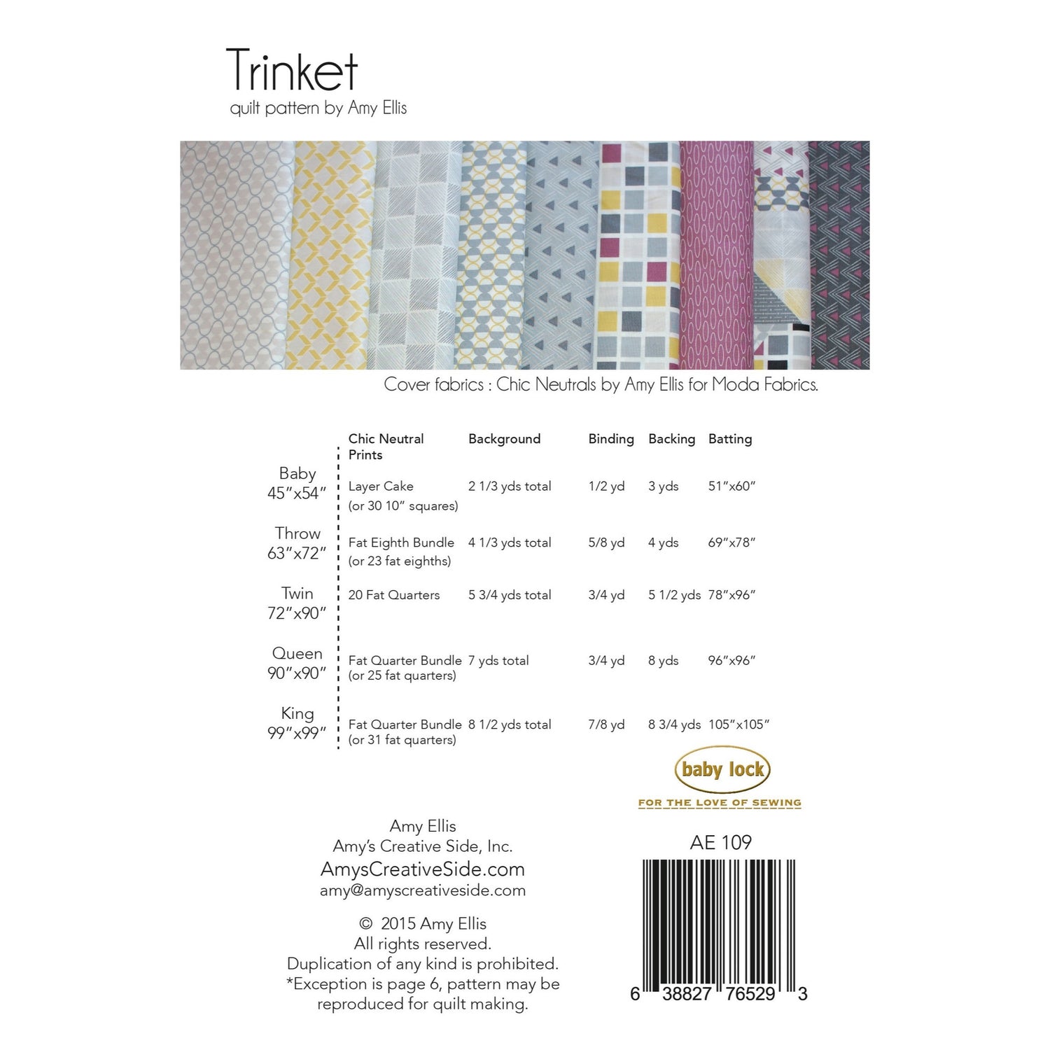 Trinket Quilt Pattern by Amy Ellis