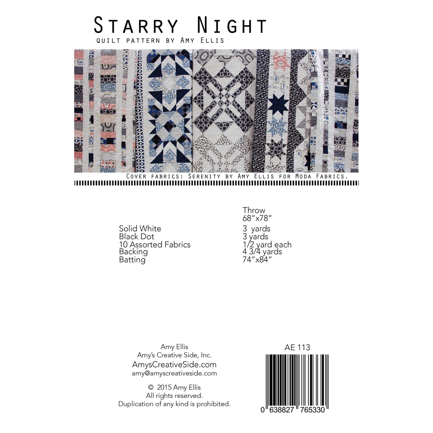 Starry Night Quilt Pattern by Amy Ellis