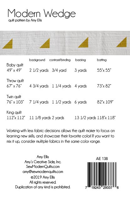 Modern Wedge Quilt Pattern – Amy Ellis